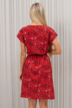 Платье короткое красного цвета с принтом Ульяна №64 Valentina(фото4)