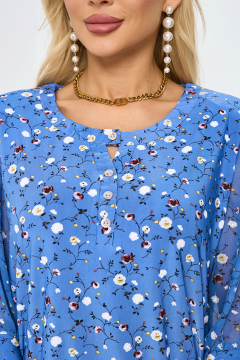 Блузка голубая с цветочным принтом Bellovera(фото3)