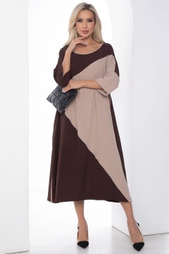 Платье длинное коричневое с карманами Lady Taiga