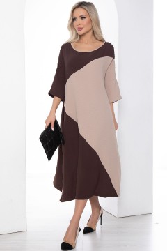 Платье длинное коричневое с карманами Lady Taiga(фото2)