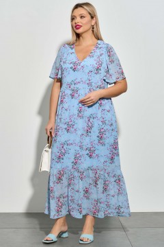 Платье длинное шифоновое с цветочным принтом Aquarel(фото2)
