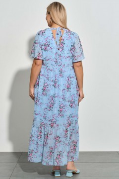 Платье длинное шифоновое с цветочным принтом Aquarel(фото5)