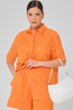 Рубашка из шитья оранжевая с накладными карманами Priz