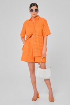 Рубашка из шитья оранжевая с накладными карманами Priz(фото2)