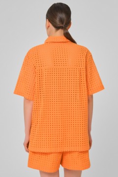 Рубашка из шитья оранжевая с накладными карманами Priz(фото4)