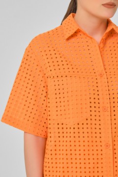Рубашка из шитья оранжевая с накладными карманами Priz(фото3)