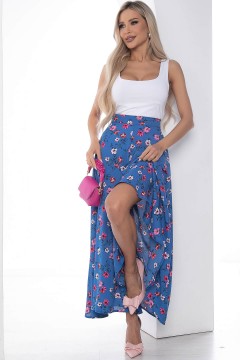 Юбка-брюки синие с цветочным принтом Lady Taiga