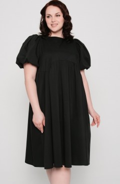 Платье миди чёрное из хлопка с воланом Prima Linea