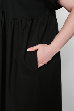 Платье миди чёрное из хлопка с воланом Prima Linea(фото4)