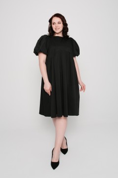 Платье миди чёрное из хлопка с воланом Prima Linea(фото2)