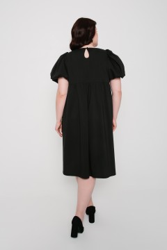 Платье миди чёрное из хлопка с воланом Prima Linea(фото5)