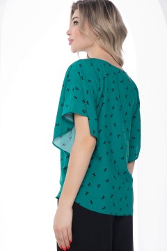 Блузка зелёная с тканевым поясом Lady Taiga(фото4)