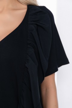 Блузка чёрная с воланом Lady Taiga(фото3)