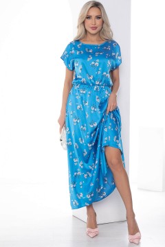 Платье длинное синее с цветочным принтом Lady Taiga(фото2)