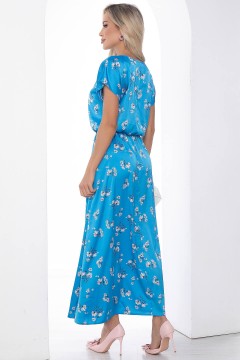 Платье длинное синее с цветочным принтом Lady Taiga(фото4)