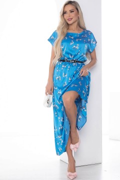 Платье длинное синее с цветочным принтом Lady Taiga