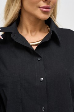 Рубашка чёрная хлопковая с накладным карманом Jetty(фото3)