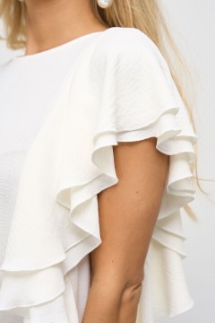 Блузка прямая белого цвета с воланами Jetty(фото4)