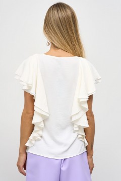 Блузка прямая белого цвета с воланами Jetty(фото6)