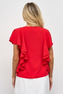 Блузка прямая красного цвета с воланами Jetty(фото5)