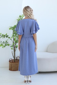 Платье длинное голубое с декоративными бусинами Wisell(фото5)