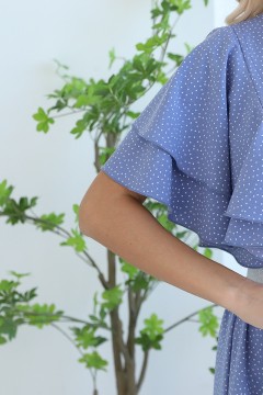 Платье длинное голубое с декоративными бусинами Wisell(фото3)