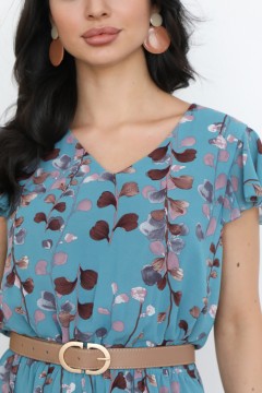 Платье шифоновое бирюзового цвета с воланом Modellos(фото4)