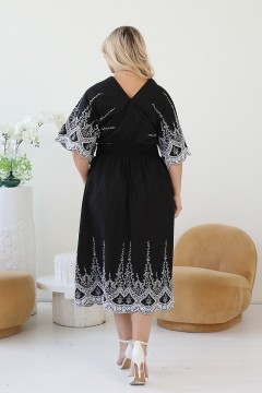 Платье чёрное с контрастной вышивкой Wisell(фото5)