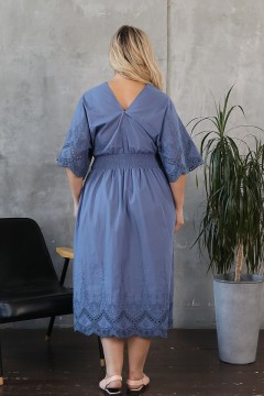 Платье голубое с вышивкой Wisell(фото4)