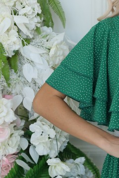 Платье длинное зелёное с декоративными бусинами Wisell(фото3)