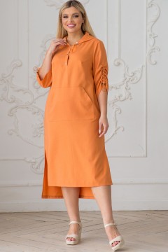 Платье оранжевое с капюшоном в стиле спорт-шик Novita