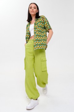Блуза из вискозы зелёная с принтом Priz(фото2)