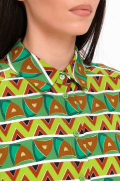 Блуза из вискозы зелёная с принтом Priz(фото3)