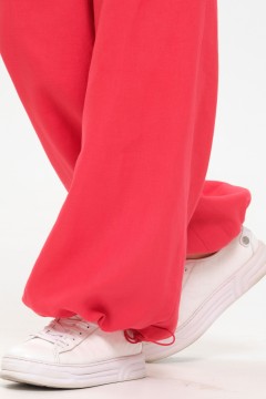 Брюки-карго льняные красного цвета с карманами Priz(фото3)