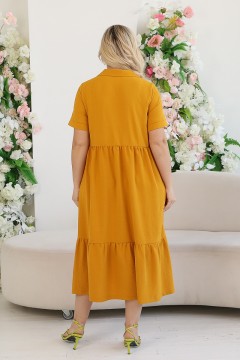 Платье лёгкое горчичного цвета с карманами Wisell(фото5)