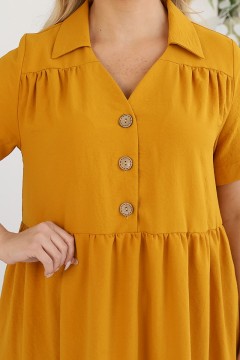 Платье лёгкое горчичного цвета с карманами Wisell(фото4)