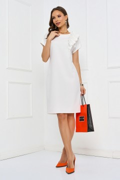 Платье белое с изящной оборкой Bellovera(фото2)