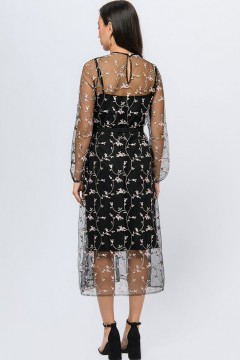 Платье чёрного цвета с цветочной вышивкой 1001 dress(фото4)
