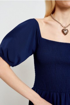 Платье с коротким рукавом-фонариком тёмно-синего цвета 10200201009 Concept Club(фото3)