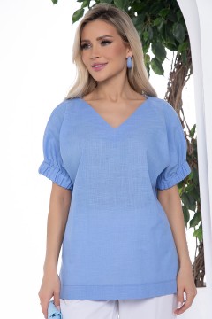 Блузка голубая с асимметричным низом Lady Taiga