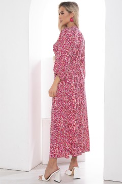 Платье длинное розового цвета с принтом Lady Taiga(фото4)