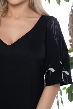 Платье чёрное с рукавами из шифона Lady Taiga(фото3)