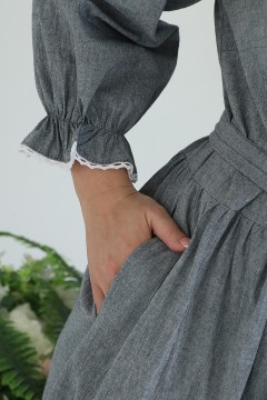 Платье длинное серое с карманами Wisell(фото4)