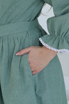 Платье длинное мятное с карманами Wisell(фото4)