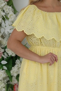 Платье жёлтое с широким воланом Wisell(фото3)