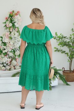 Платье зелёное с широким воланом Wisell(фото4)