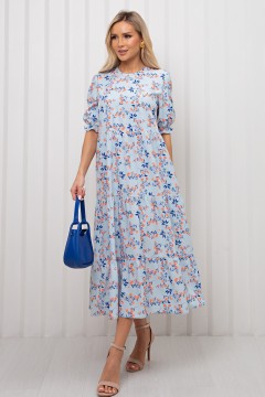 Платье длинное голубого цвета с цветочным принтом Мэдисон №9 Valentina(фото2)