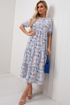 Платье длинное голубого цвета с цветочным принтом Мэдисон №9 Valentina