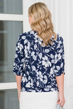 Блузка синяя с цветочным принтом Lavira(фото3)