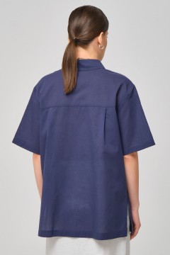 Рубашка синяя из хлопка Priz(фото4)
